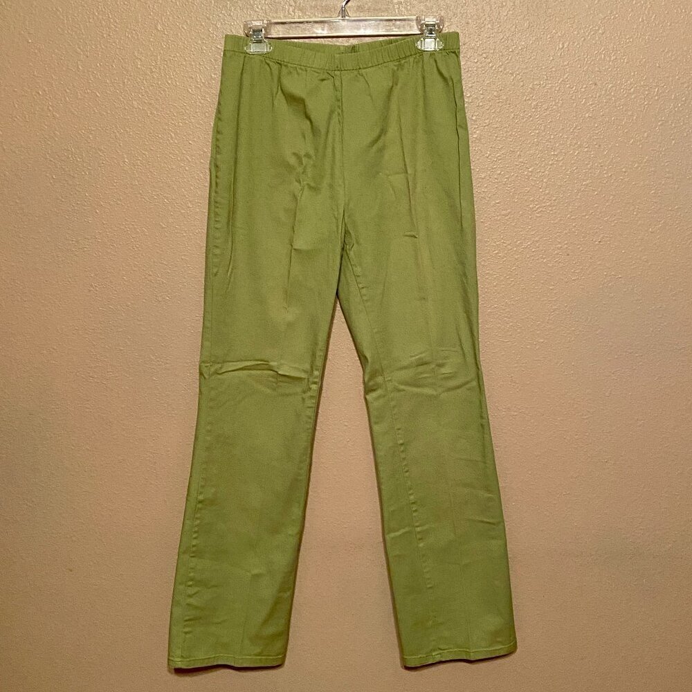 METROSTYLE STRETCH Lime Green Denim Pull-on Jeans Elastic Waist Straight leg (M)